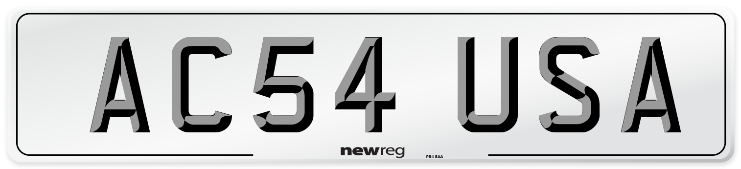 AC54 USA Number Plate from New Reg